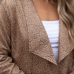Faux Suede Animal Print Blazer